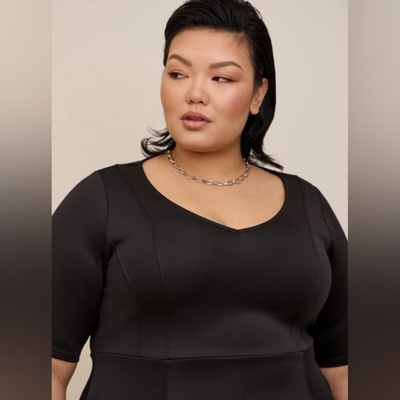 Torrid Fluted Fit & Flare Mini Dress Scuba Black NWT - Picture 4 of 13